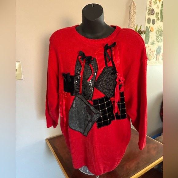 Vintage Bonnie and Bill by Holly Christmas Sequin Sweater 3/4 Sleeve Red Size L - Picture 1 of 7